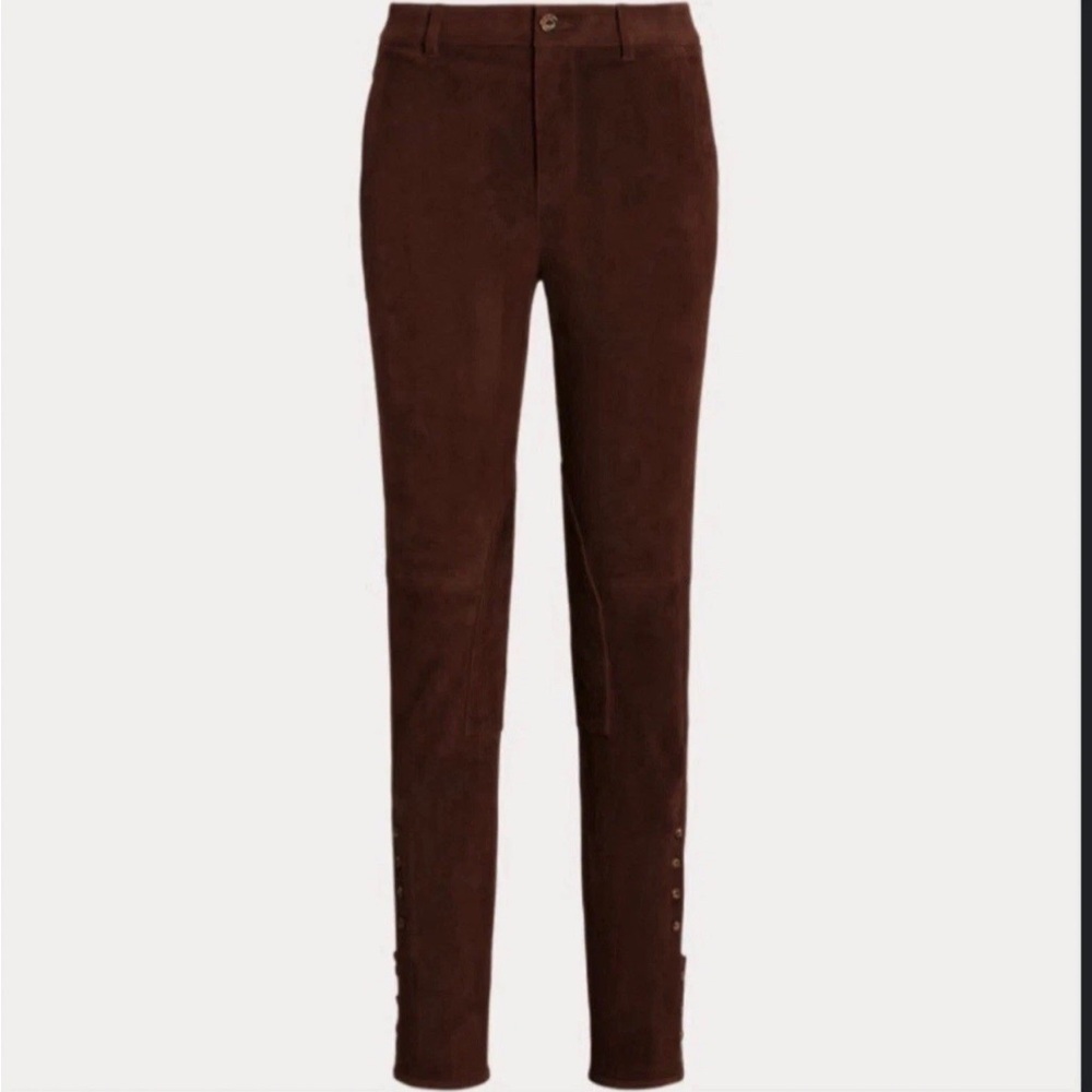 Lauren Ralph Lauren Straight Leg Brown Suede Pants 8